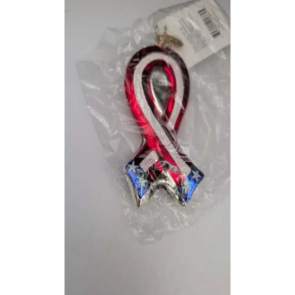 Christopher Radko Glass Ornament United For Freedom Ribbon USA 5'' w/ Box & Tag